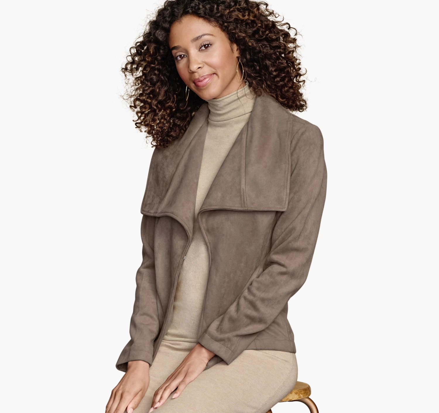 Bonded Faux-Suede Jacket - 04501763-M 1 Bonded Faux-Suede Jacket - 04501763-M