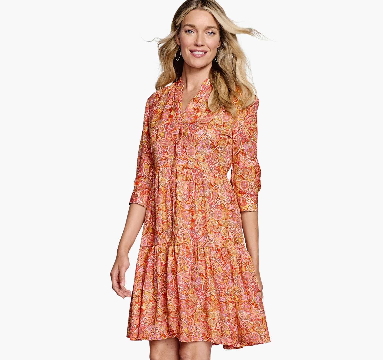 Tiered Paisley Dress - 04501790-M 1 Tiered Paisley Dress - 04501790-M