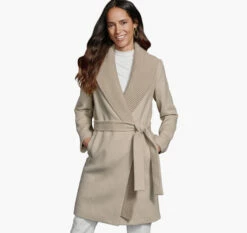 Wool-Blend Coat With Removable Knit Collar - 04501805-L