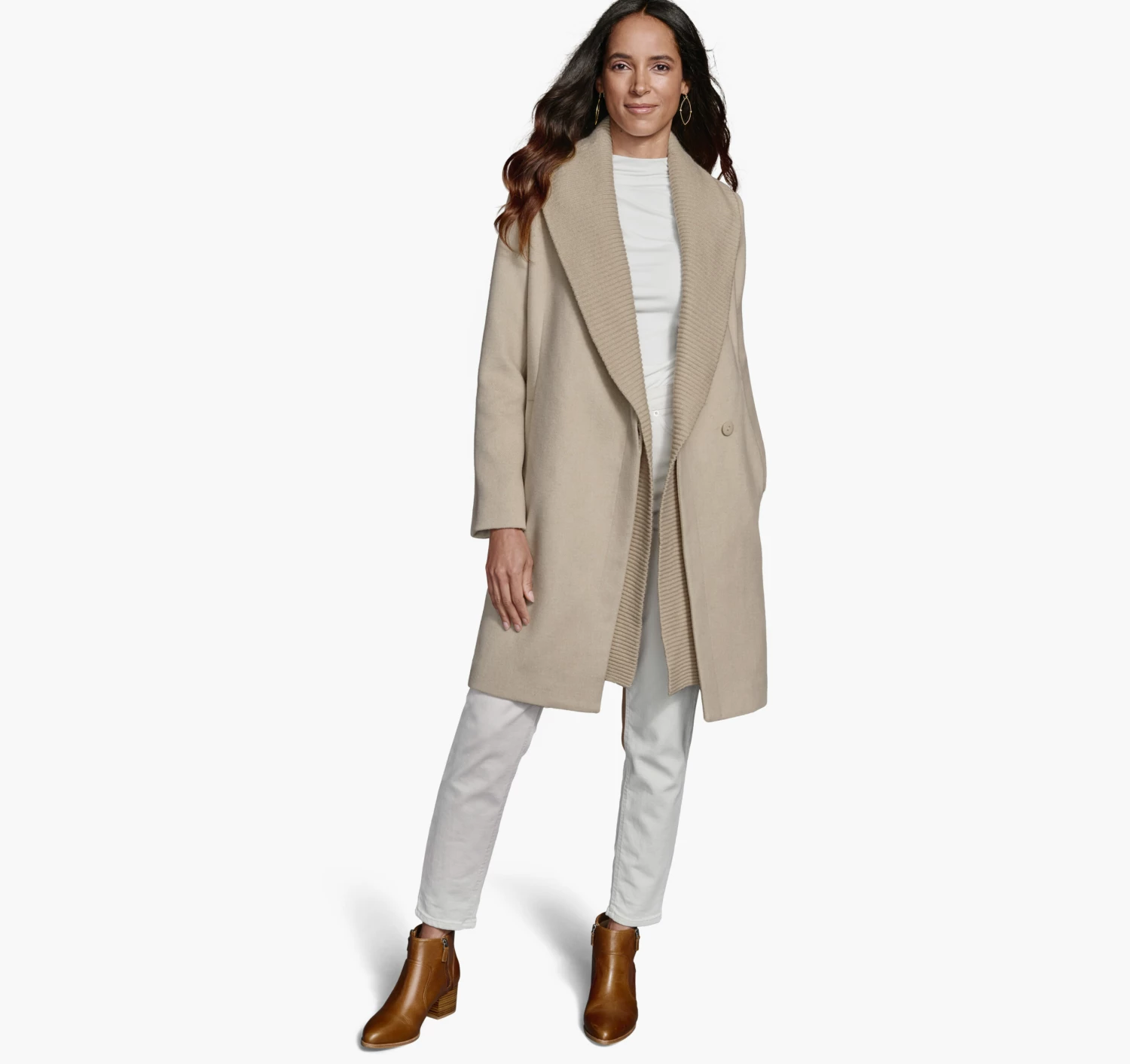 Wool-Blend Coat With Removable Knit Collar - 04501805-L 3 Wool-Blend Coat With Removable Knit Collar - 04501805-L - Image 3
