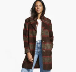 Brushed Plaid Coat - 04501806-XL