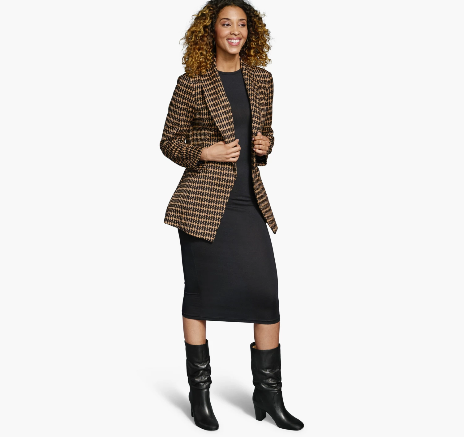 Shawl-Collar Knit Houndstooth - 04501809-XL 2 Shawl-Collar Knit Houndstooth - 04501809-XL - Image 2