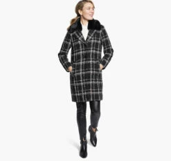 Plaid Coat With Removable Faux-Fur Collar - 04501812-S 6 Plaid Coat With Removable Faux-Fur Collar - 04501812-S -JOHNSTON MURPHY Shop 451812 master 2