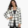 Large Houdstooth Tweed Blazer - 04501814-M