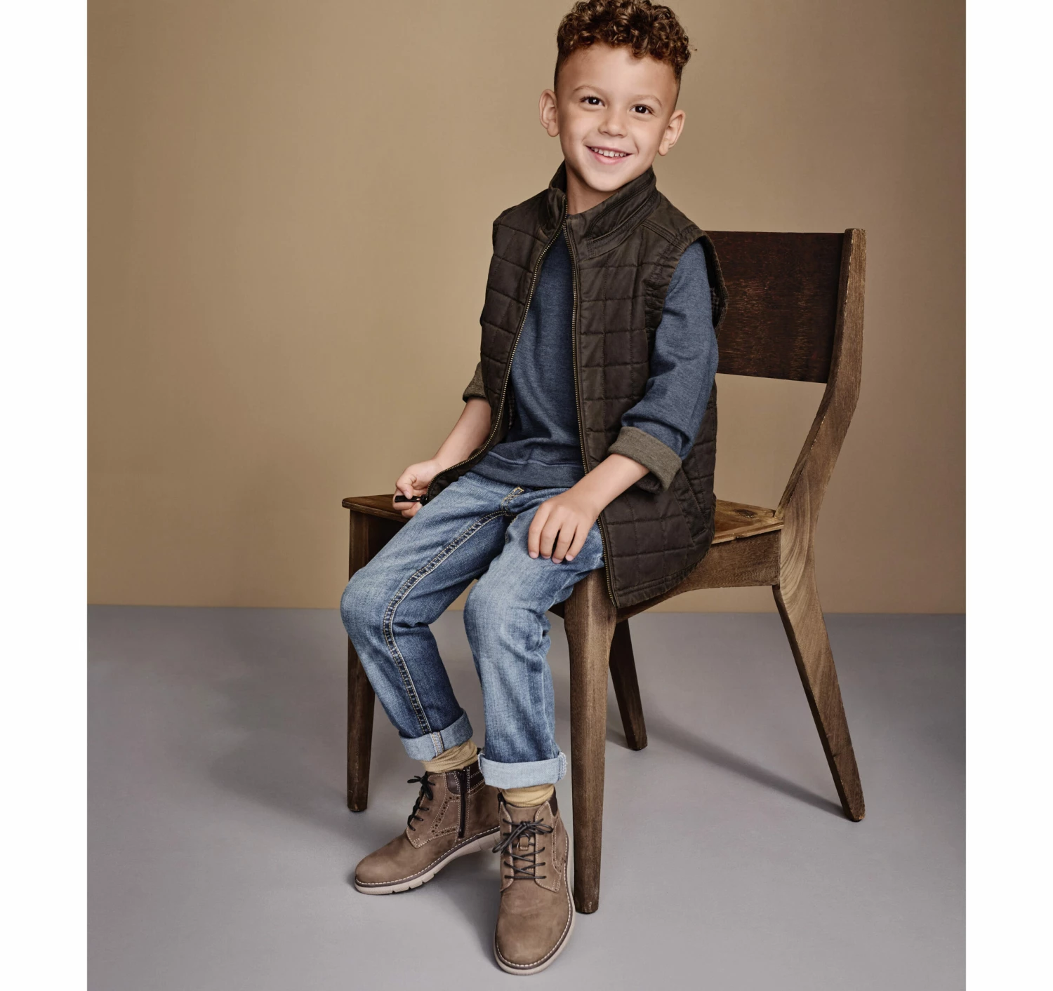 Boys Antiqued Cotton Vest - 04914003-L 2 Boys Antiqued Cotton Vest - 04914003-L - Image 2