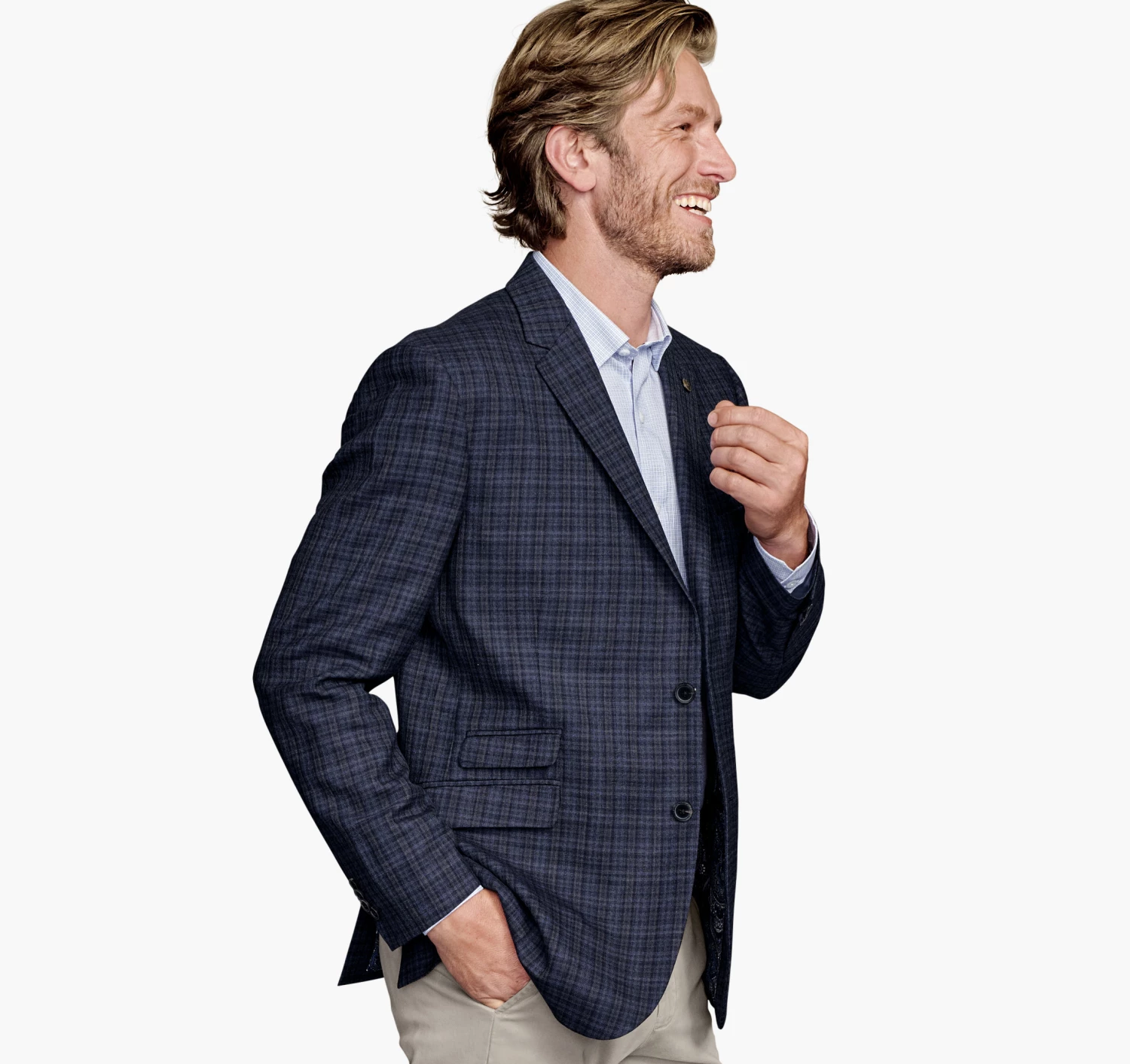 Multi-Line Plaid Dress Blazer - 04901816-XXL 1 Multi-Line Plaid Dress Blazer - 04901816-XXL