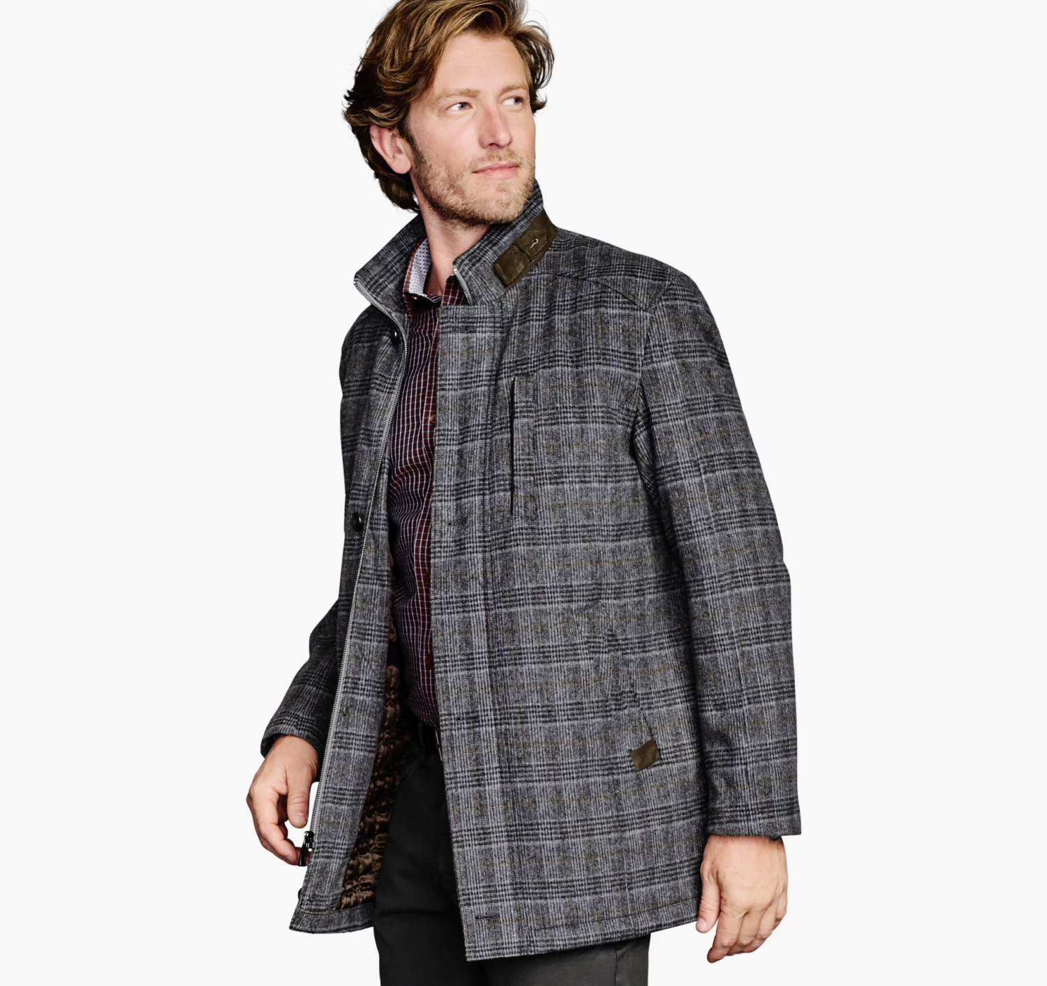 Plaid Wool-Blend Car Coat - 04903156-XXL 1 Plaid Wool-Blend Car Coat - 04903156-XXL