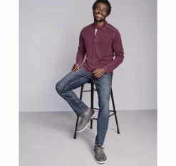 Vintage Slub Long-Sleeve Polo - 07405544-XXL -JOHNSTON MURPHY Shop 745544 master 2