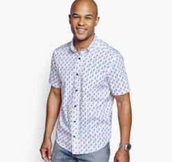 Printed Cotton Short-Sleeve Shirt - 07409276-M-S