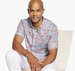 Textured Cotton Short-Sleeve Shirt - 07409293-XXL