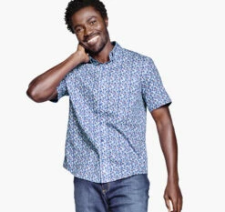 Textured Cotton Short-Sleeve Shirt - 07409297-XL-R